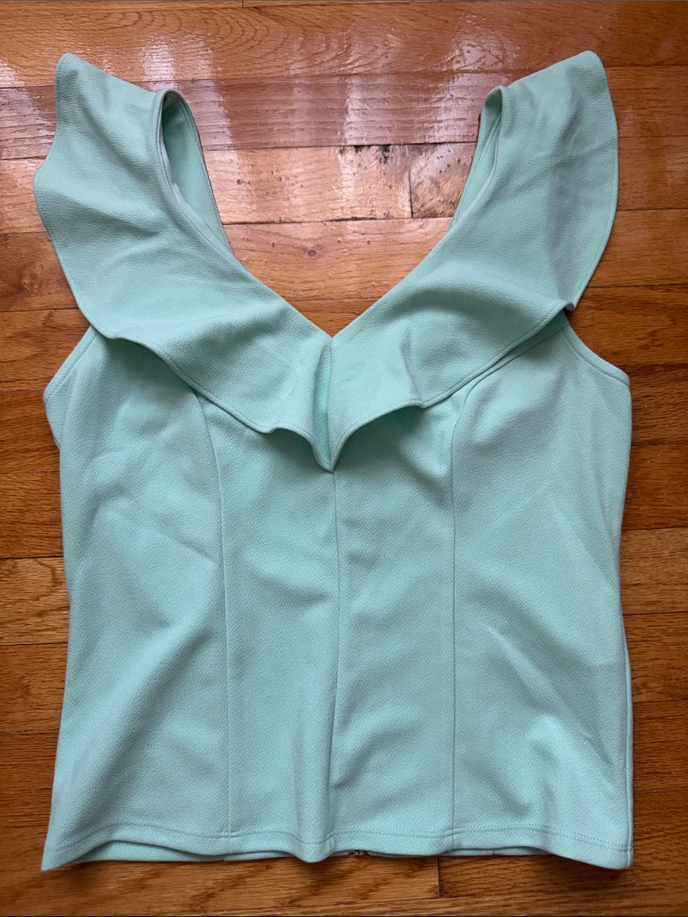 Bar III Mint Green Ruffle V-Neck Sleeveless Top